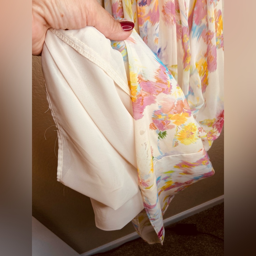 Zara Creampink long floral dress. Small 3204/168 EUC OUNK BEIGE - Picture 10 of 13